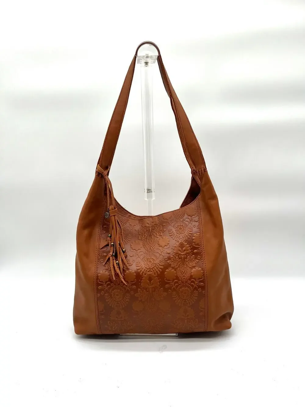 THE SAK Hobo Tooled Leather Satchel with Tassel Charm